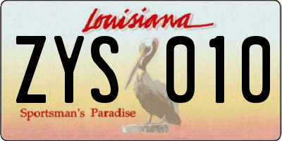 LA license plate ZYS010
