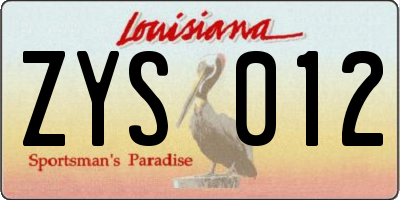 LA license plate ZYS012