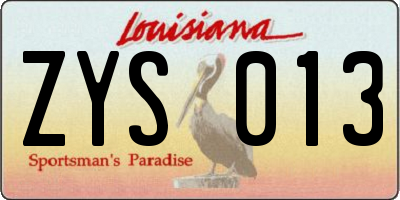LA license plate ZYS013