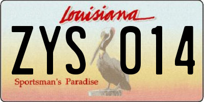 LA license plate ZYS014