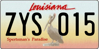 LA license plate ZYS015