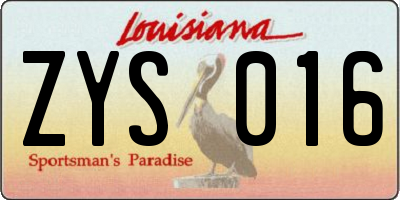 LA license plate ZYS016