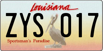 LA license plate ZYS017