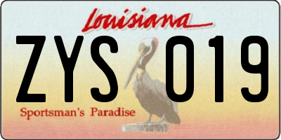 LA license plate ZYS019
