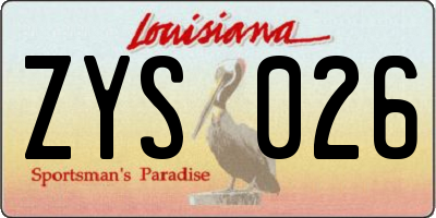 LA license plate ZYS026