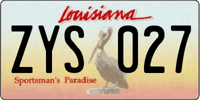 LA license plate ZYS027