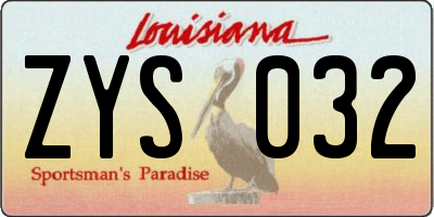 LA license plate ZYS032