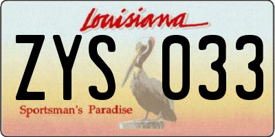 LA license plate ZYS033
