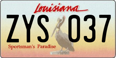 LA license plate ZYS037