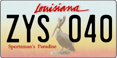 LA license plate ZYS040