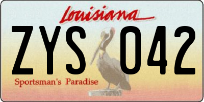LA license plate ZYS042