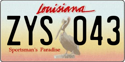 LA license plate ZYS043