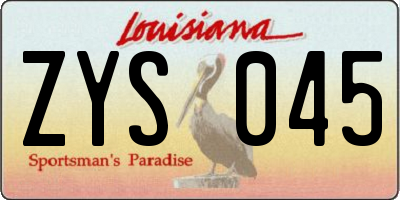 LA license plate ZYS045