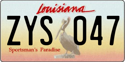 LA license plate ZYS047