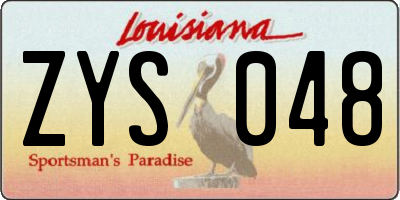LA license plate ZYS048