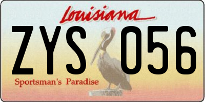 LA license plate ZYS056