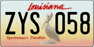 LA license plate ZYS058