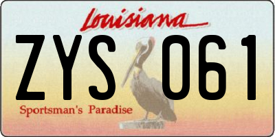 LA license plate ZYS061