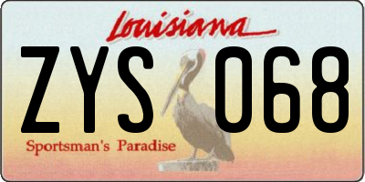 LA license plate ZYS068