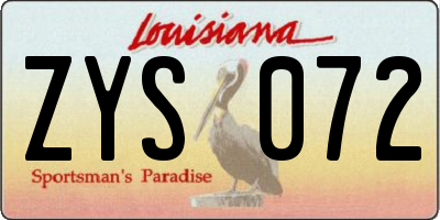 LA license plate ZYS072