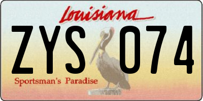 LA license plate ZYS074
