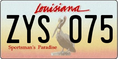 LA license plate ZYS075