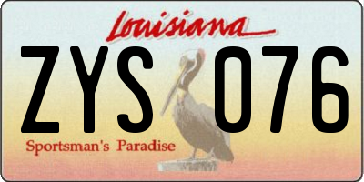 LA license plate ZYS076
