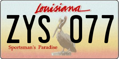 LA license plate ZYS077