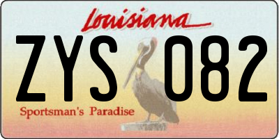 LA license plate ZYS082