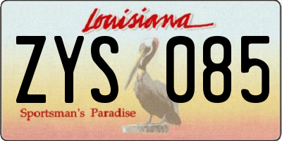 LA license plate ZYS085