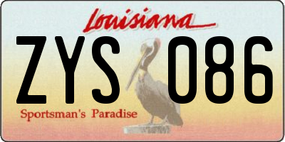 LA license plate ZYS086