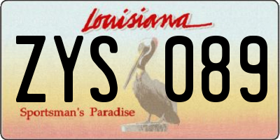 LA license plate ZYS089