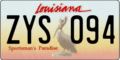 LA license plate ZYS094