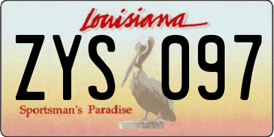 LA license plate ZYS097