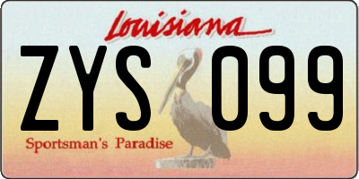 LA license plate ZYS099