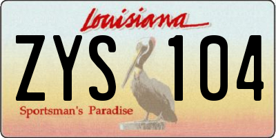 LA license plate ZYS104