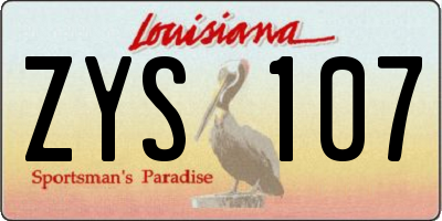 LA license plate ZYS107