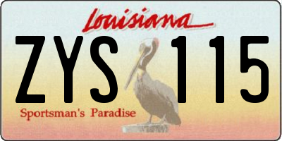 LA license plate ZYS115