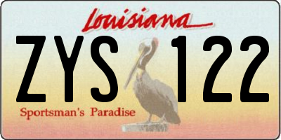 LA license plate ZYS122