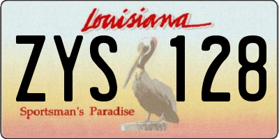 LA license plate ZYS128