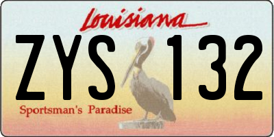 LA license plate ZYS132
