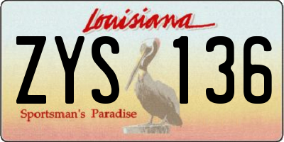 LA license plate ZYS136