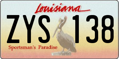 LA license plate ZYS138
