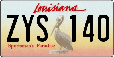 LA license plate ZYS140