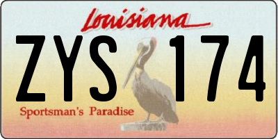 LA license plate ZYS174