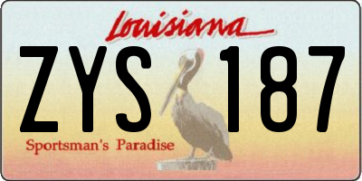 LA license plate ZYS187