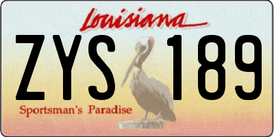 LA license plate ZYS189