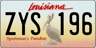 LA license plate ZYS196