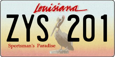 LA license plate ZYS201