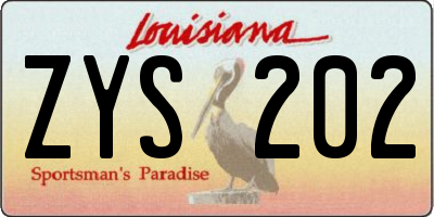 LA license plate ZYS202